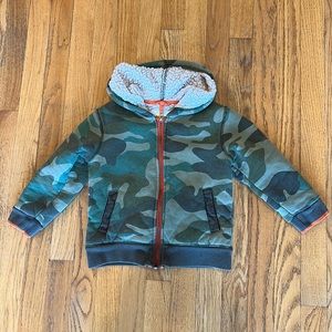 Mini Boden Boys Shaggy Lined Hooded Jacket 3/4Y